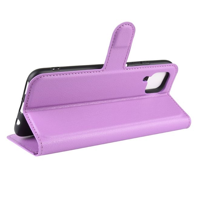 Huawei P40 Lite Handy Hülle - Litchi Leder Bookcover Series - purpur