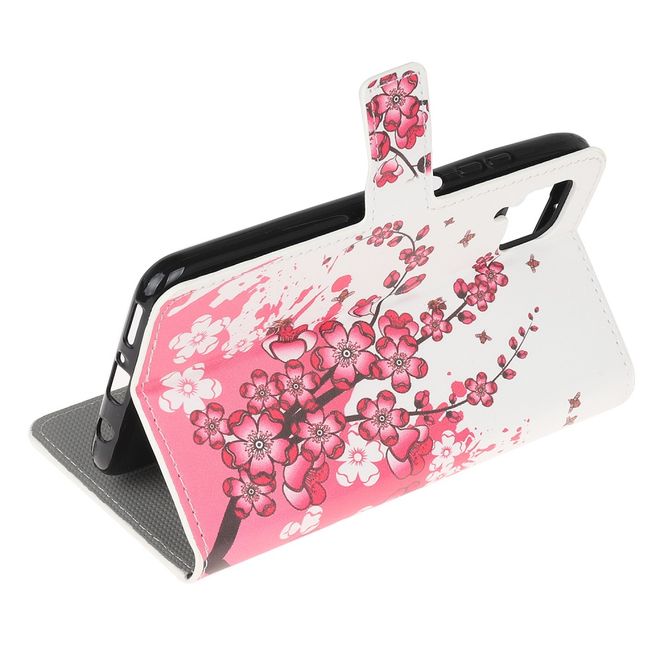 Huawei P40 Lite Handy Hülle - Leder Bookcover Image Series - pinke Blumen