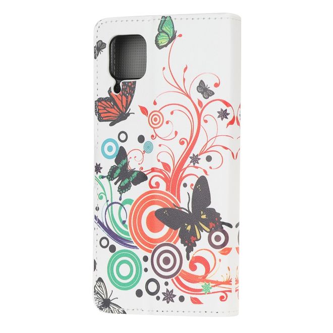 Huawei P40 Lite Handy Hülle - Leder Bookcover Image Series - Schmetterlinge und Kreise