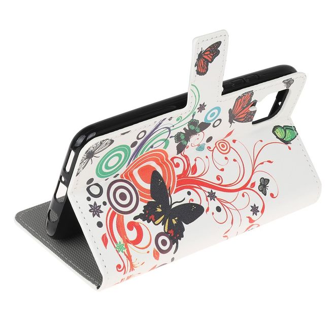 Huawei P40 Lite Handy Hülle - Leder Bookcover Image Series - Schmetterlinge und Kreise
