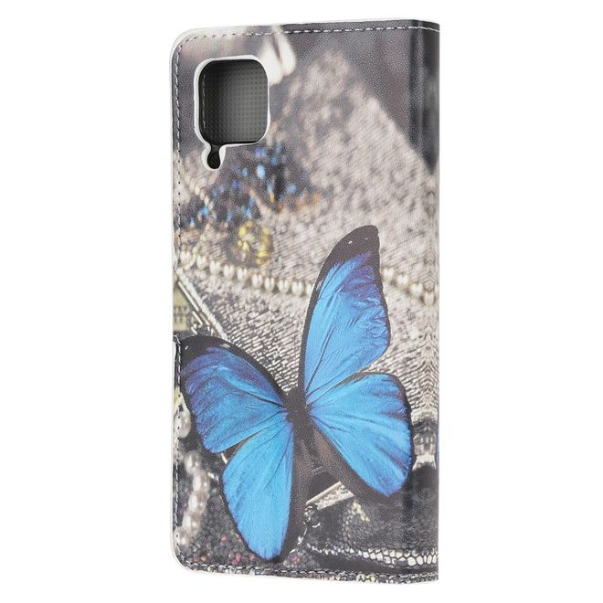 Huawei P40 Lite Handy Hülle - Leder Bookcover Image Series - blauer Schmetterling