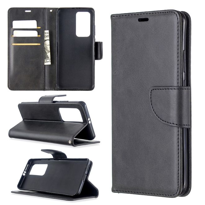 Huawei P40 Pro Handy Hülle - Classic IV Leder Bookcover Series - schwarz