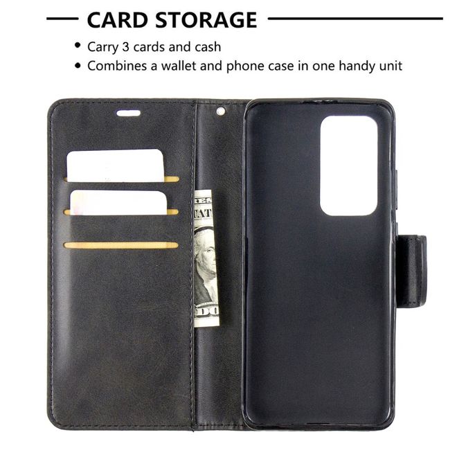 Huawei P40 Pro Handy Hülle - Classic IV Leder Bookcover Series - schwarz