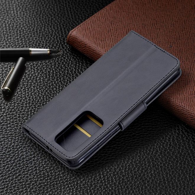 Huawei P40 Pro Handy Hülle - Classic IV Leder Bookcover Series - schwarz