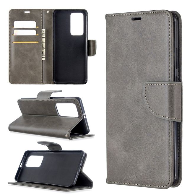 Huawei P40 Pro Handy Hülle - Classic IV Leder Bookcover Series - grau