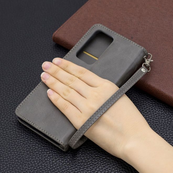 Huawei P40 Pro Handy Hülle - Classic IV Leder Bookcover Series - grau