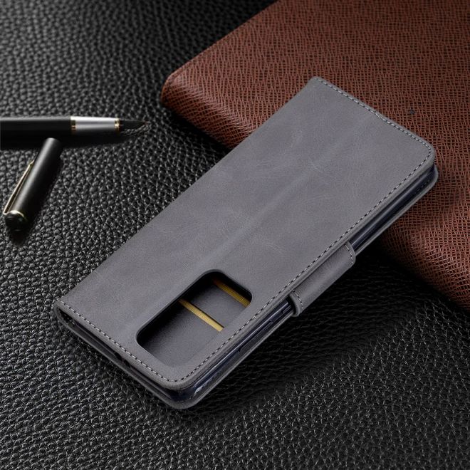 Huawei P40 Pro Handy Hülle - Classic IV Leder Bookcover Series - grau
