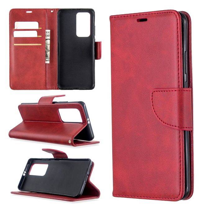 Huawei P40 Pro Handy Hülle - Classic IV Leder Bookcover Series - rot
