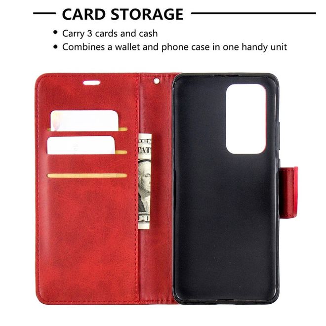 Huawei P40 Pro Handy Hülle - Classic IV Leder Bookcover Series - rot
