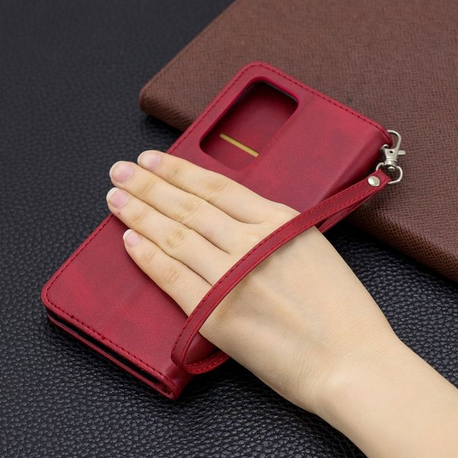 Huawei P40 Pro Handy Hülle - Classic IV Leder Bookcover Series - rot