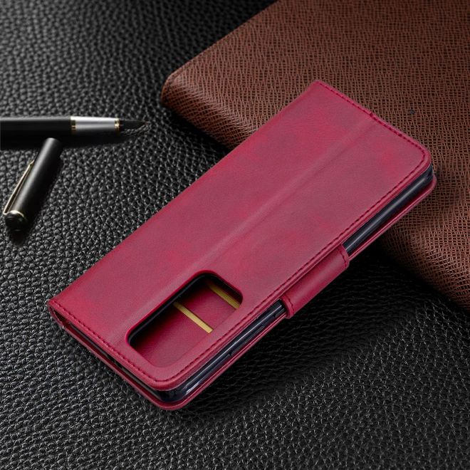 Huawei P40 Pro Handy Hülle - Classic IV Leder Bookcover Series - rot