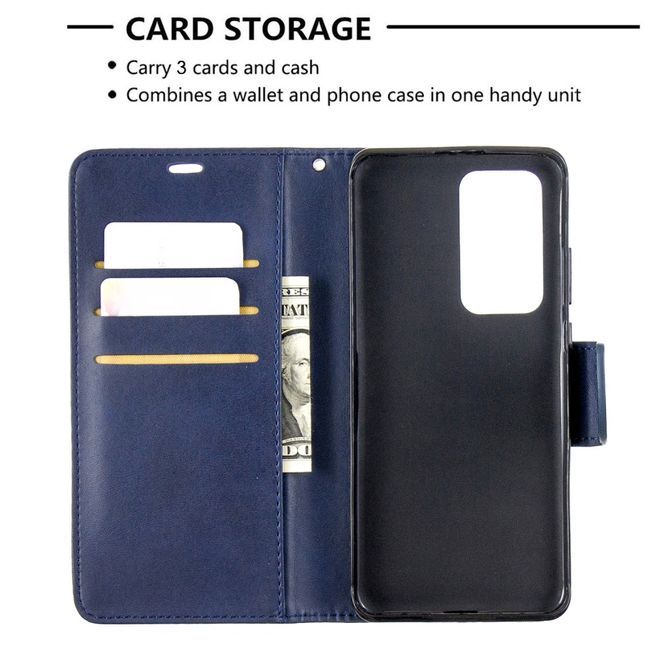 Huawei P40 Pro Handy Hülle - Classic IV Leder Bookcover Series - dunkelblau