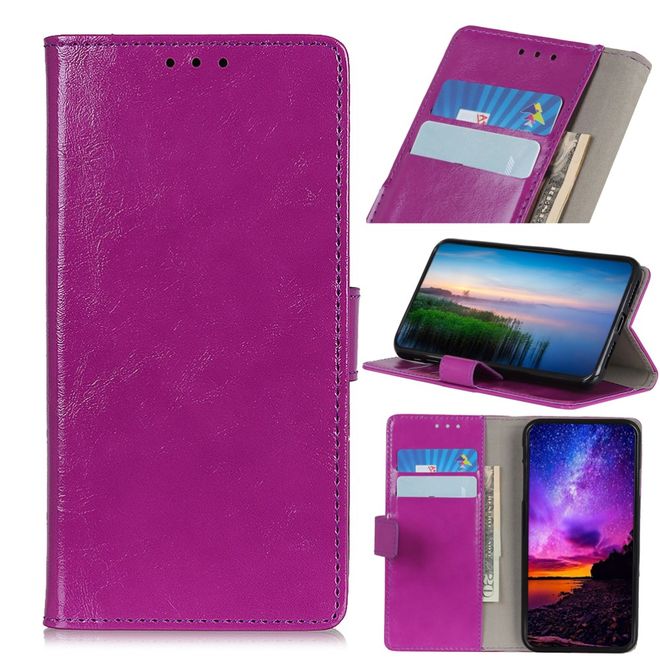 Huawei P40 Lite E Handyhülle - Crazy Horse Leder Bookcover Series - purpur
