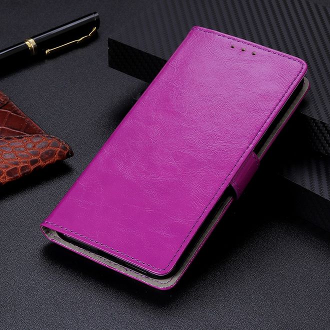 Huawei P40 Lite E Handyhülle - Crazy Horse Leder Bookcover Series - purpur