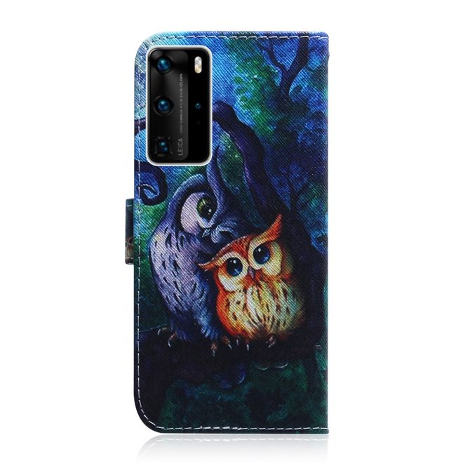 Huawei P40 Pro Handy Hülle - Leder Bookcover Image Series - düstere Eulen