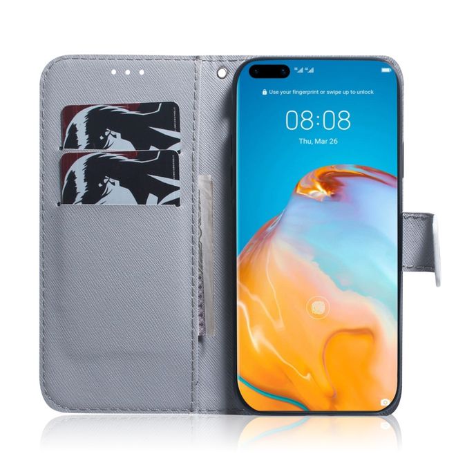 Huawei P40 Pro Handy Hülle - Leder Bookcover Image Series - düstere Eulen