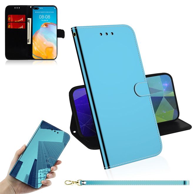 Huawei P40 Hülle - Mirror Surface Bookcover Series - blau