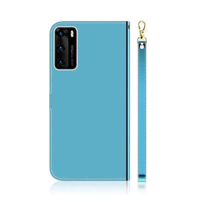 Huawei P40 Hülle - Mirror Surface Bookcover Series - blau