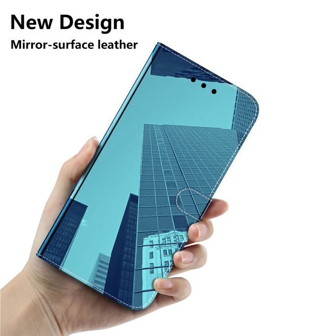 Huawei P40 Hülle - Mirror Surface Bookcover Series - blau