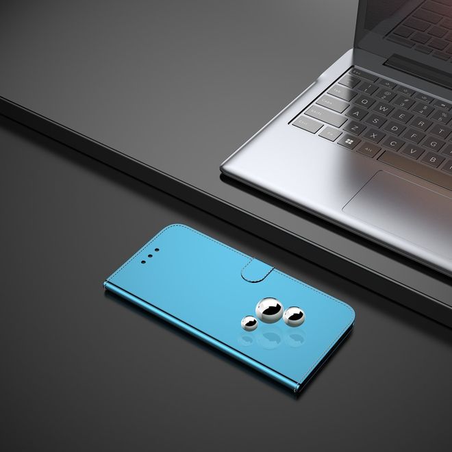 Huawei P40 Hülle - Mirror Surface Bookcover Series - blau