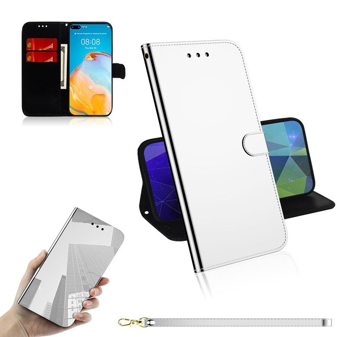 Huawei P40 Hülle - Mirror Surface Bookcover Series - silber