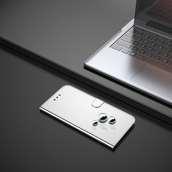 Huawei P40 Hülle - Mirror Surface Bookcover Series - silber