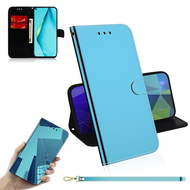 Huawei P40 Lite Hülle - Mirror Surface Bookcover Series - blau