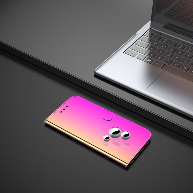 Huawei P40 Lite Hülle - Mirror Surface Bookcover Series - rosa