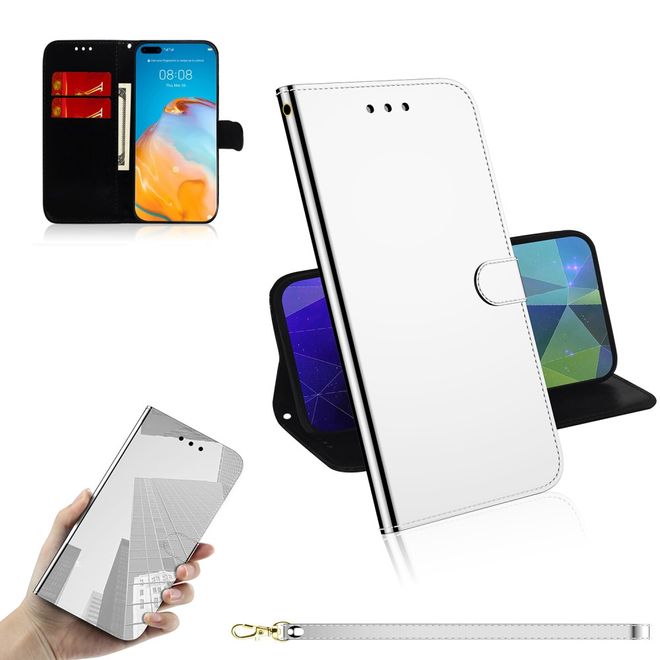 Huawei P40 Pro Hülle - Mirror Surface Bookcover Series - silber