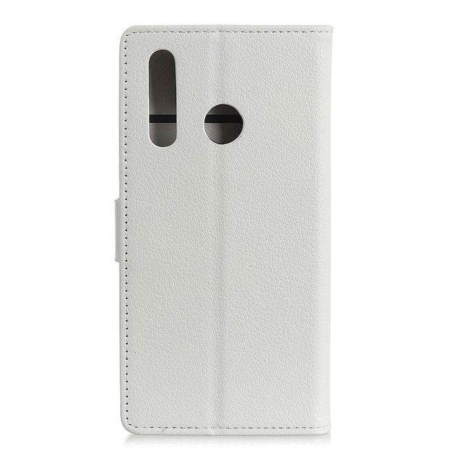 Huawei P40 Lite E Handy Hülle - Litchi Leder Bookcover Series - weiss