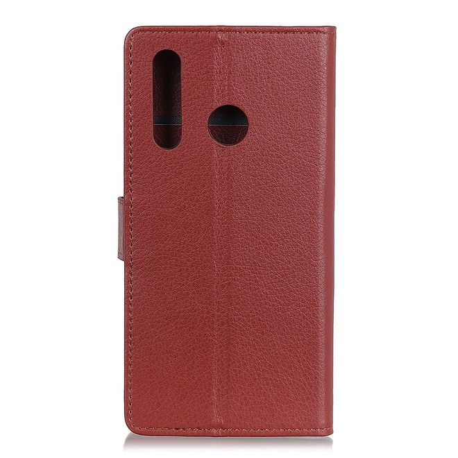Huawei P40 Lite E Handy Hülle - Litchi Leder Bookcover Series - braun