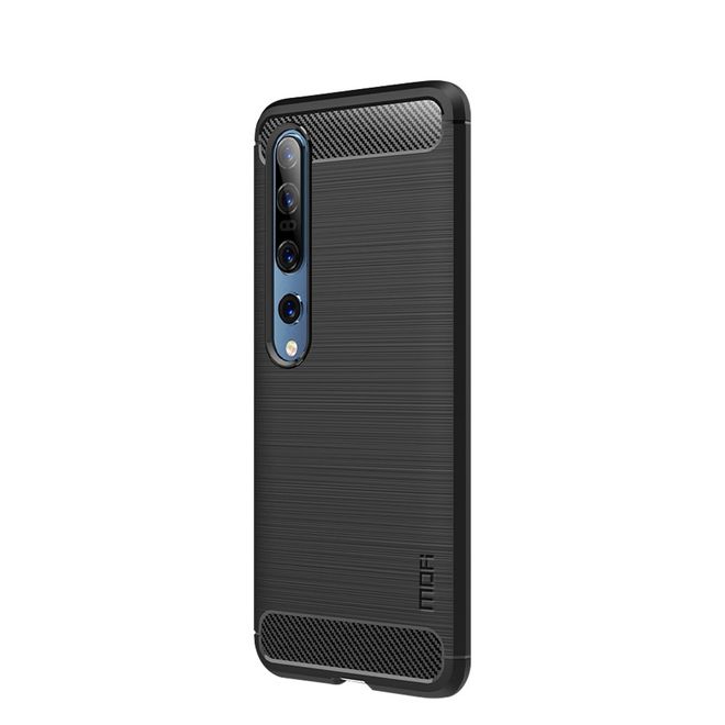Mofi - Xiaomi Mi 10 / Mi 10 Pro Hülle - TPU Softcase - Carbon Fiber Series - schwarz