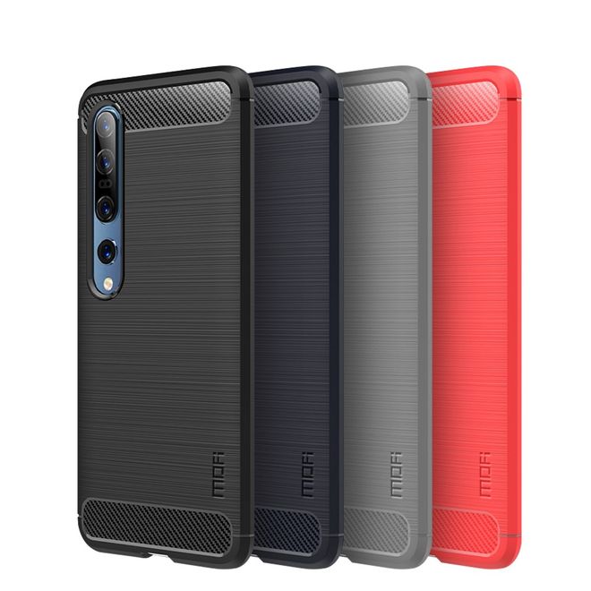 Mofi - Xiaomi Mi 10 / Mi 10 Pro Hülle - TPU Softcase - Carbon Fiber Series - schwarz