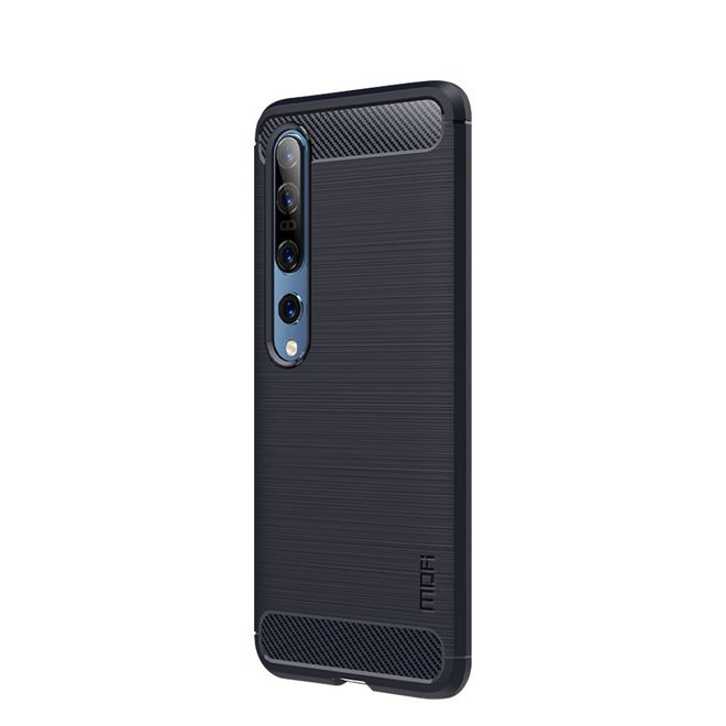 Mofi - Xiaomi Mi 10 / Mi 10 Pro Hülle - TPU Softcase - Carbon Fiber Series - dunkelblau