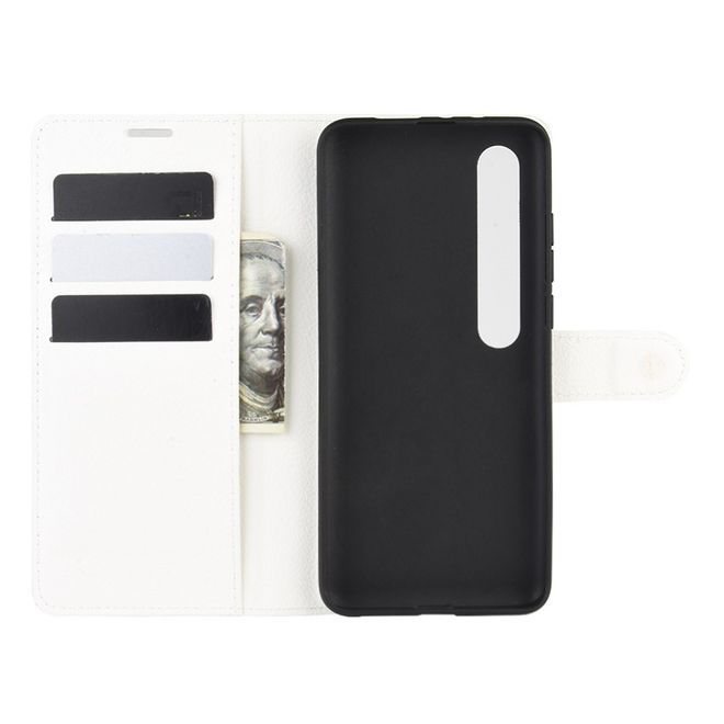 Xiaomi Mi 10 / Mi 10 Pro Handy Hülle - Litchi Leder Bookcover Series - weiss