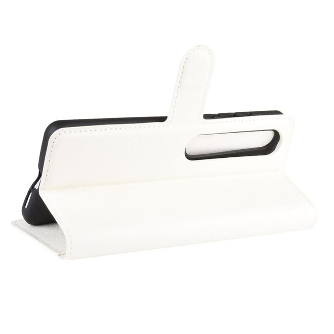 Xiaomi Mi 10 / Mi 10 Pro Handy Hülle - Litchi Leder Bookcover Series - weiss