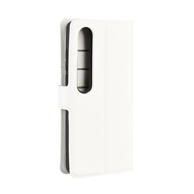 Xiaomi Mi 10 / Mi 10 Pro Handy Hülle - Litchi Leder Bookcover Series - weiss