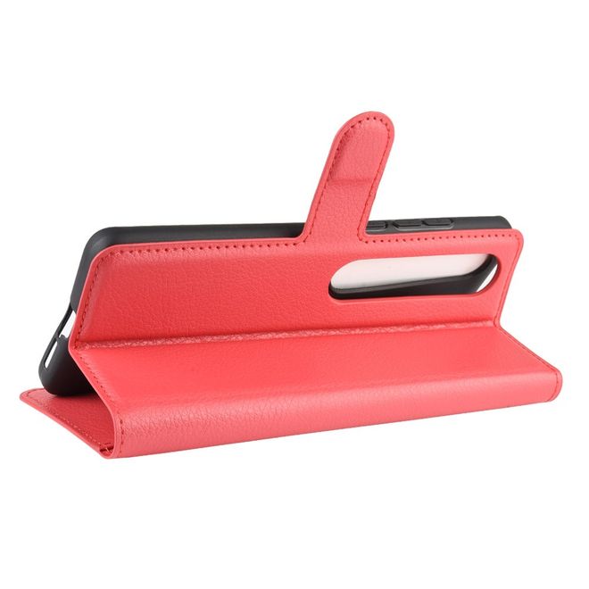 Xiaomi Mi 10 / Mi 10 Pro Handy Hülle - Litchi Leder Bookcover Series - rot