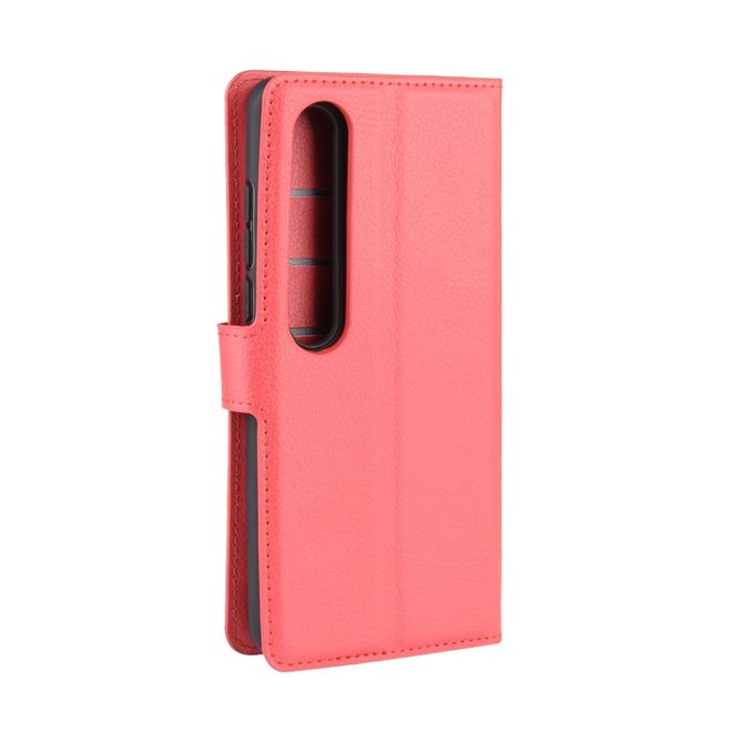 Xiaomi Mi 10 / Mi 10 Pro Handy Hülle - Litchi Leder Bookcover Series - rot
