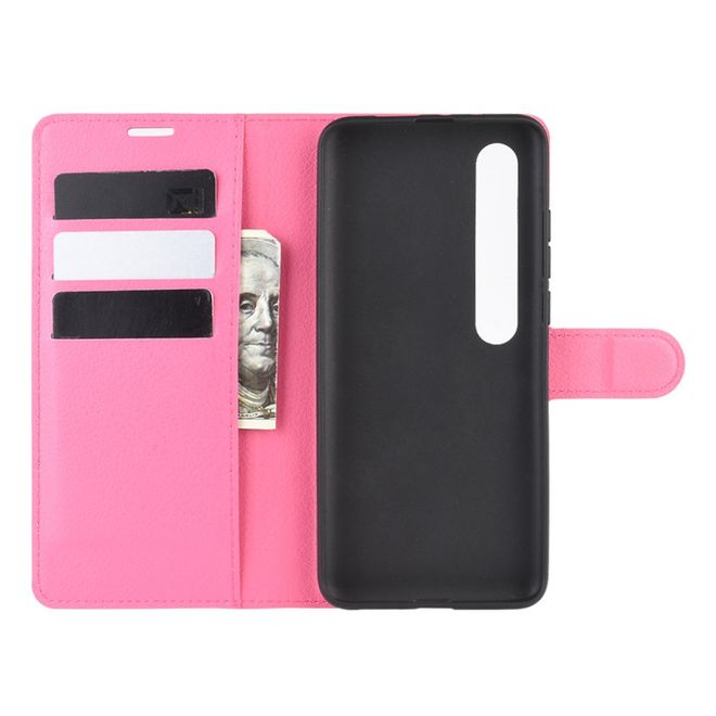 Xiaomi Mi 10 / Mi 10 Pro Handy Hülle - Litchi Leder Bookcover Series - rosa
