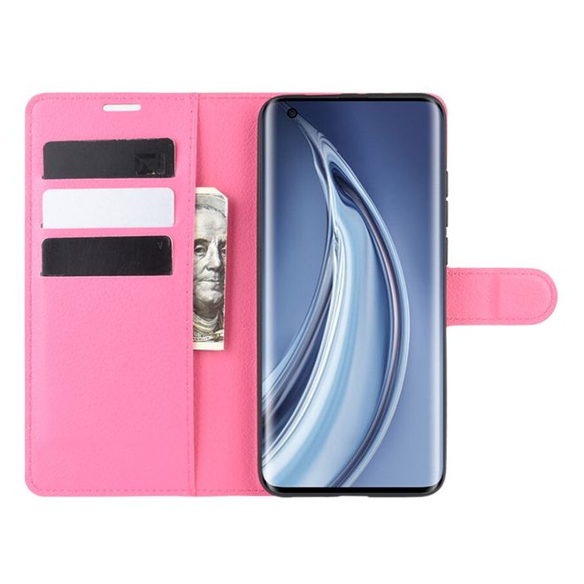 Xiaomi Mi 10 / Mi 10 Pro Handy Hülle - Litchi Leder Bookcover Series - rosa