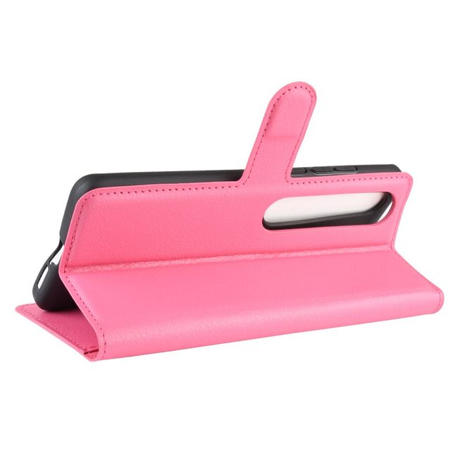 Xiaomi Mi 10 / Mi 10 Pro Handy Hülle - Litchi Leder Bookcover Series - rosa