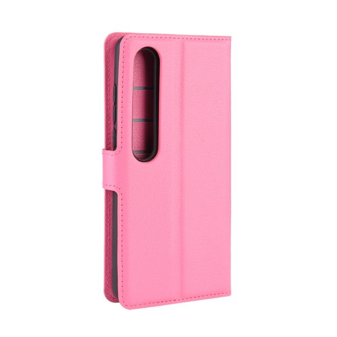 Xiaomi Mi 10 / Mi 10 Pro Handy Hülle - Litchi Leder Bookcover Series - rosa