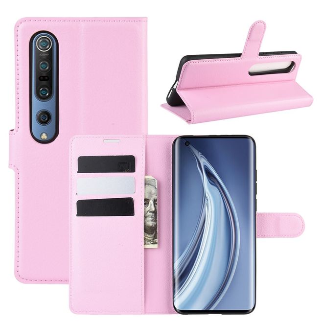Xiaomi Mi 10 / Mi 10 Pro Handy Hülle - Litchi Leder Bookcover Series - pink