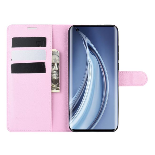 Xiaomi Mi 10 / Mi 10 Pro Handy Hülle - Litchi Leder Bookcover Series - pink