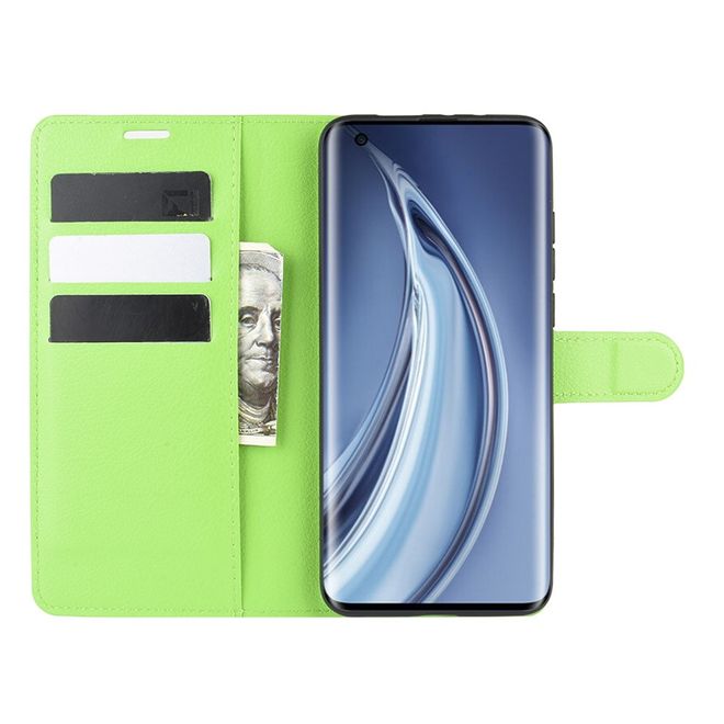 Xiaomi Mi 10 / Mi 10 Pro Handy Hülle - Litchi Leder Bookcover Series - grün