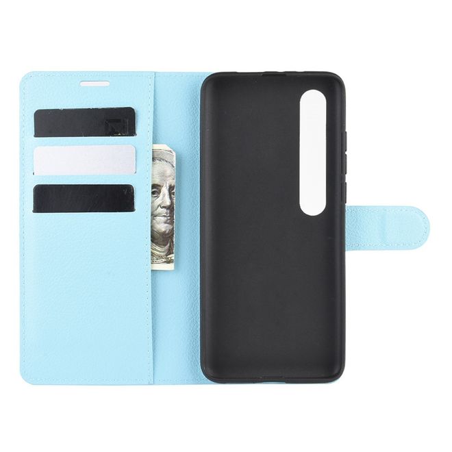 Xiaomi Mi 10 / Mi 10 Pro Handy Hülle - Litchi Leder Bookcover Series - hellblau