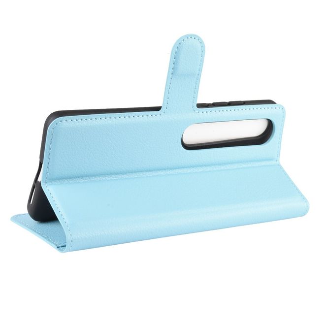 Xiaomi Mi 10 / Mi 10 Pro Handy Hülle - Litchi Leder Bookcover Series - hellblau