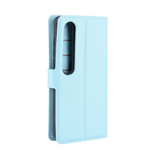 Xiaomi Mi 10 / Mi 10 Pro Handy Hülle - Litchi Leder Bookcover Series - hellblau