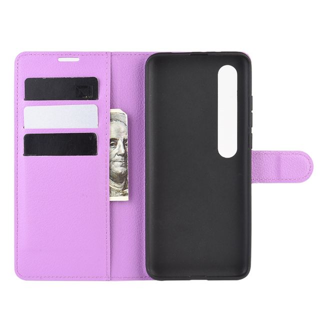 Xiaomi Mi 10 / Mi 10 Pro Handy Hülle - Litchi Leder Bookcover Series - purpur